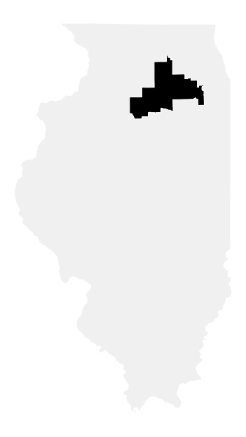 A map of the Illinois, District 14.