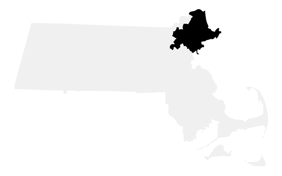 A map of the Massachusetts, District 6.