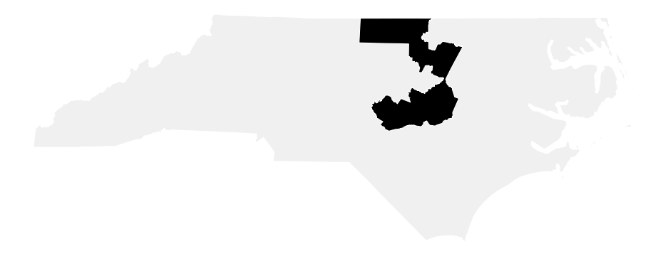 A map of the North Carolina, District 13.