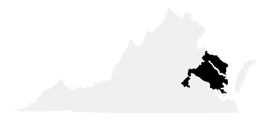 A map of the Virginia, District 1.