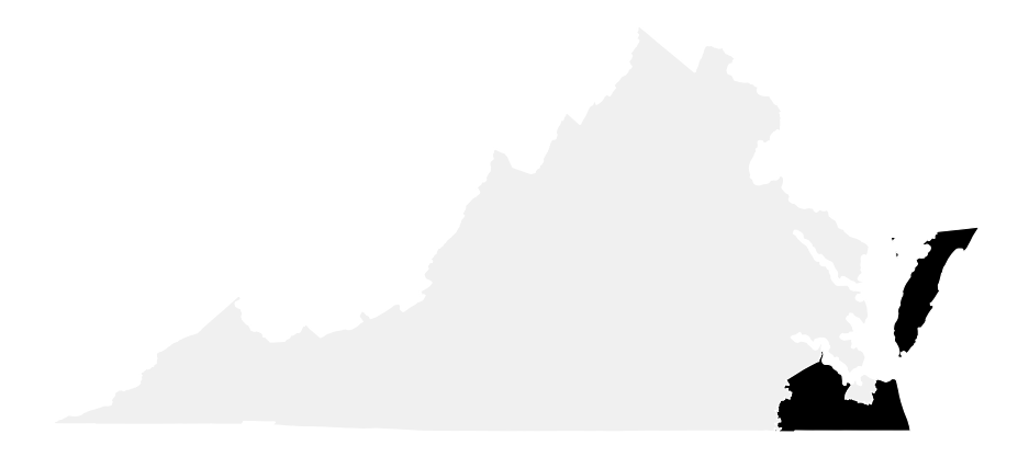 A map of the Virginia, District 2.
