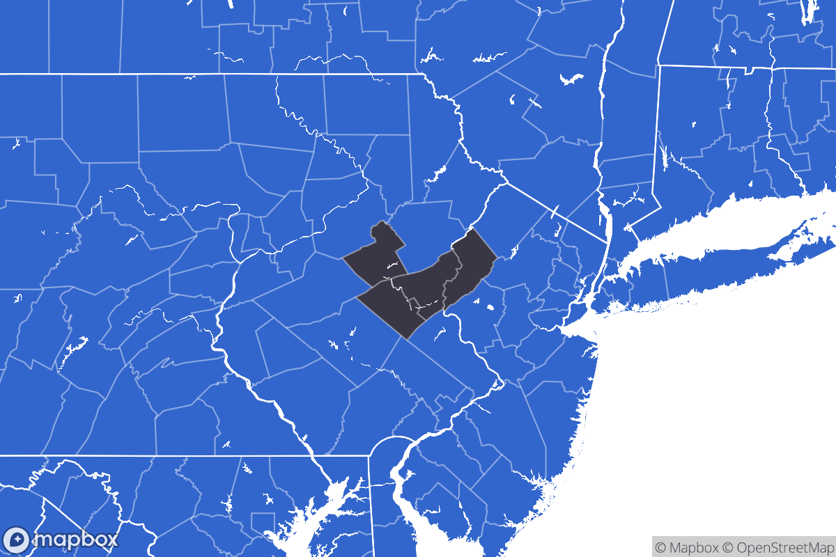 A map of the Allentown Metro Area showing the counties in the area.