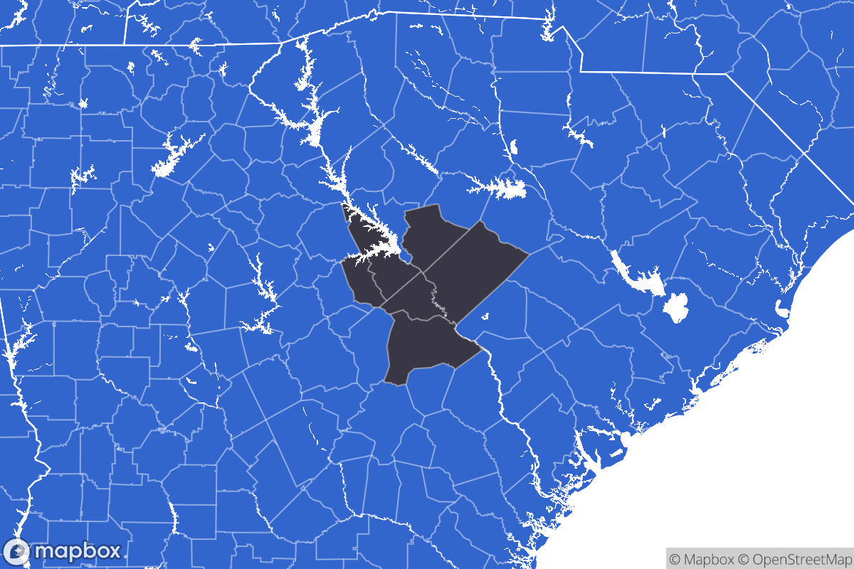 A map of the Augusta Metro Area showing the counties in the area.