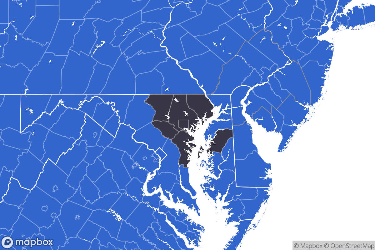 A map of the Baltimore Metro Area showing the counties in the area.