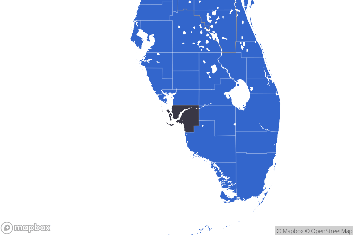 A map of the Cape Coral Metro Area showing the counties in the area.