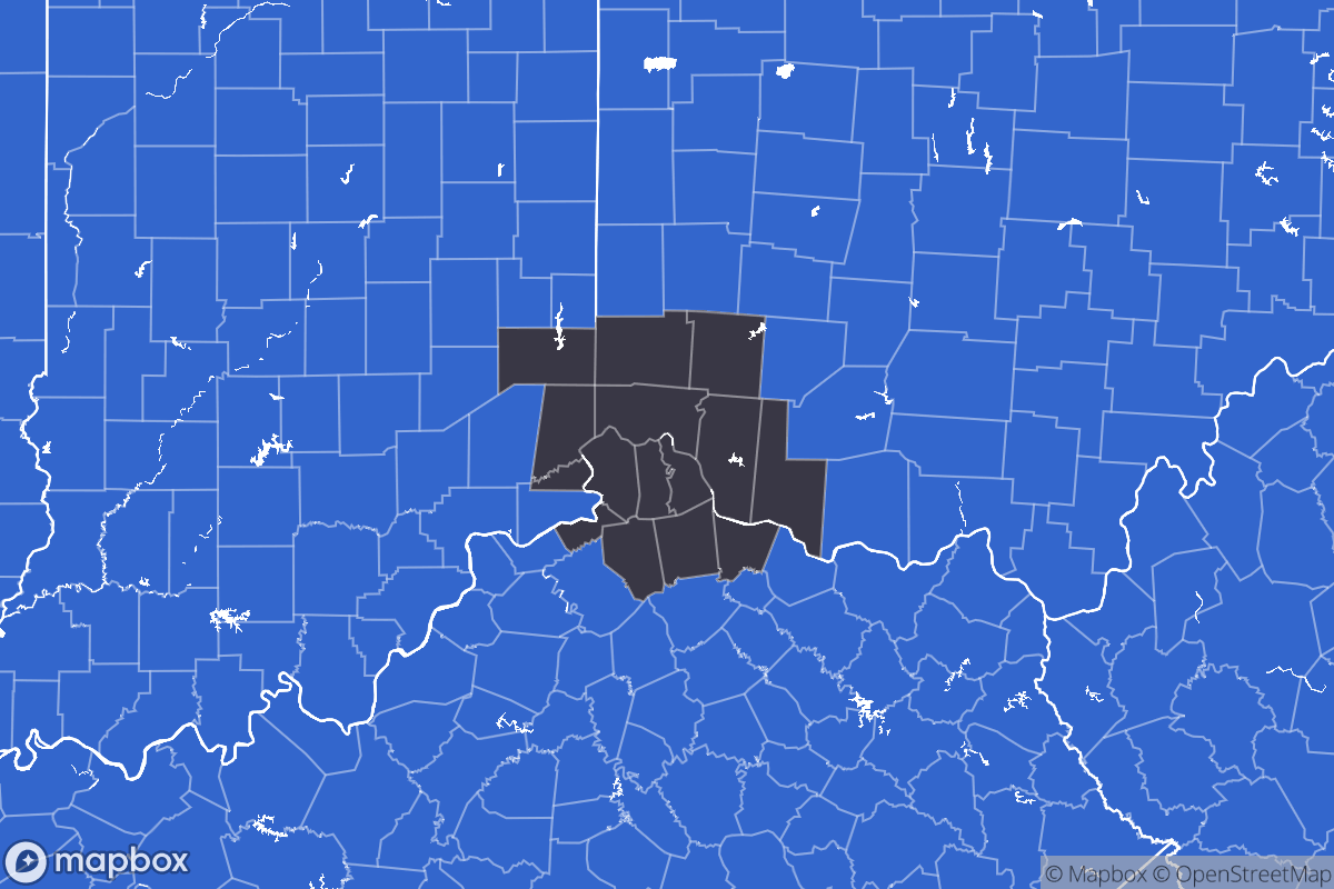 A map of the Cincinnati Metro Area showing the counties in the area.