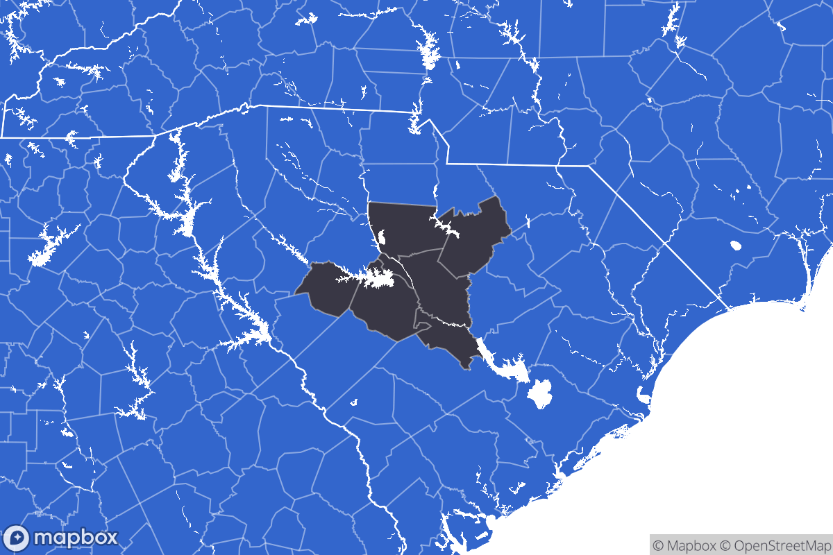 A map of the Columbia Metro Area showing the counties in the area.