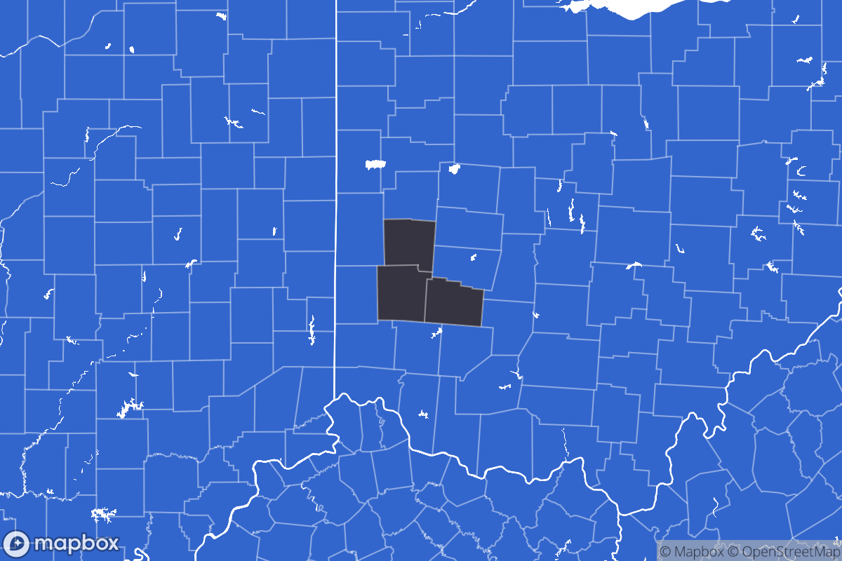 A map of the Dayton Metro Area showing the counties in the area.