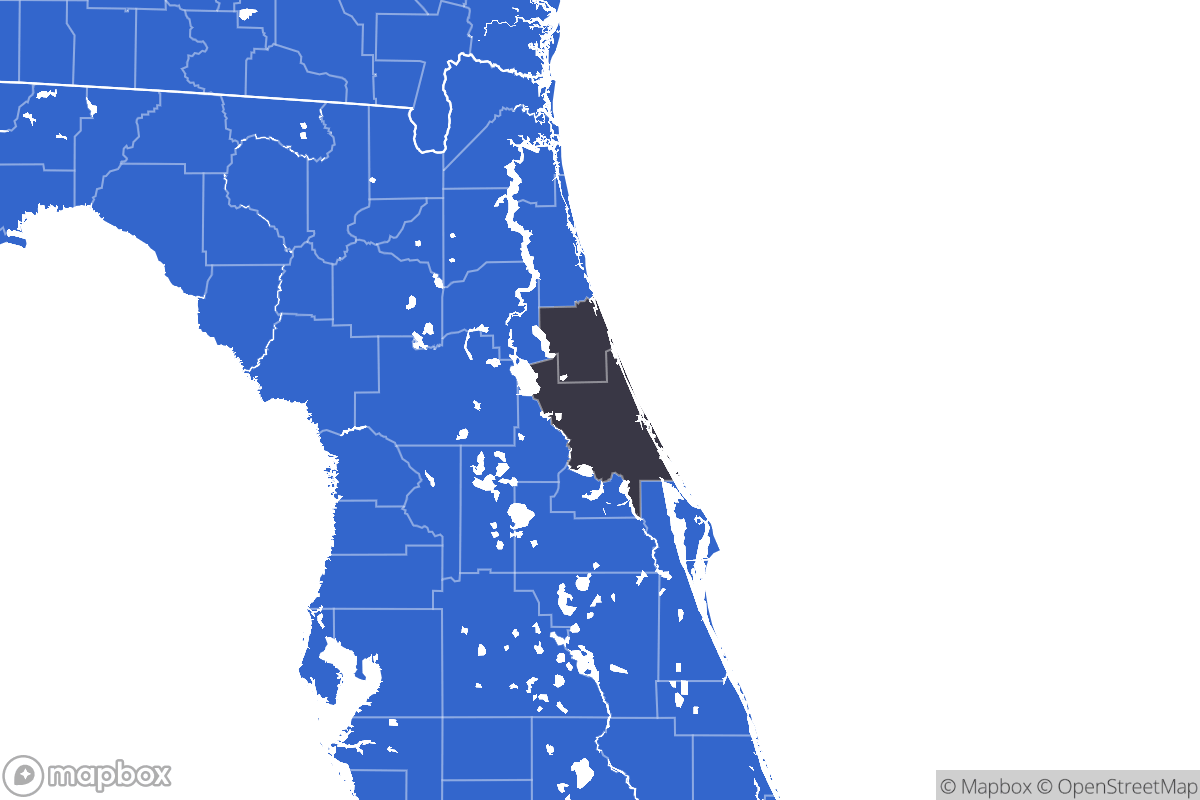 A map of the Daytona Beach Metro Area showing the counties in the area.