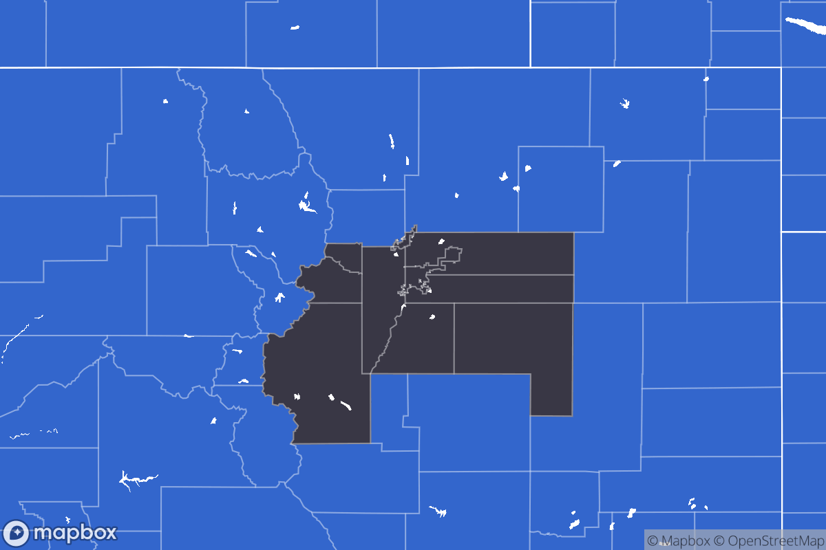 A map of the Denver Metro Area showing the counties in the area.