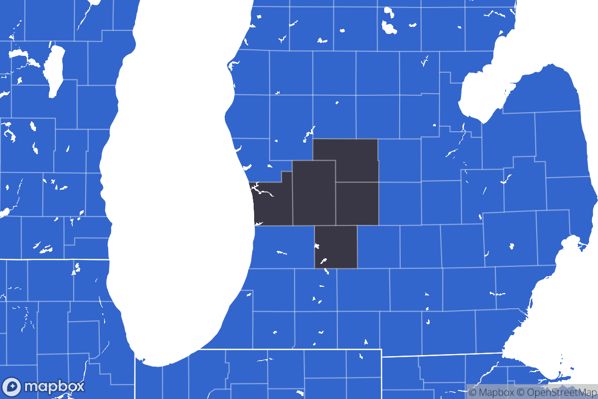 A map of the Grand Rapids Metro Area showing the counties in the area.