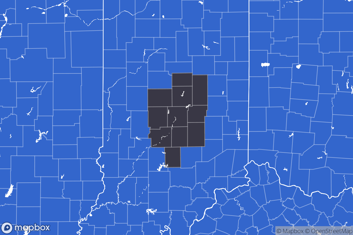 A map of the Indianapolis Metro Area showing the counties in the area.