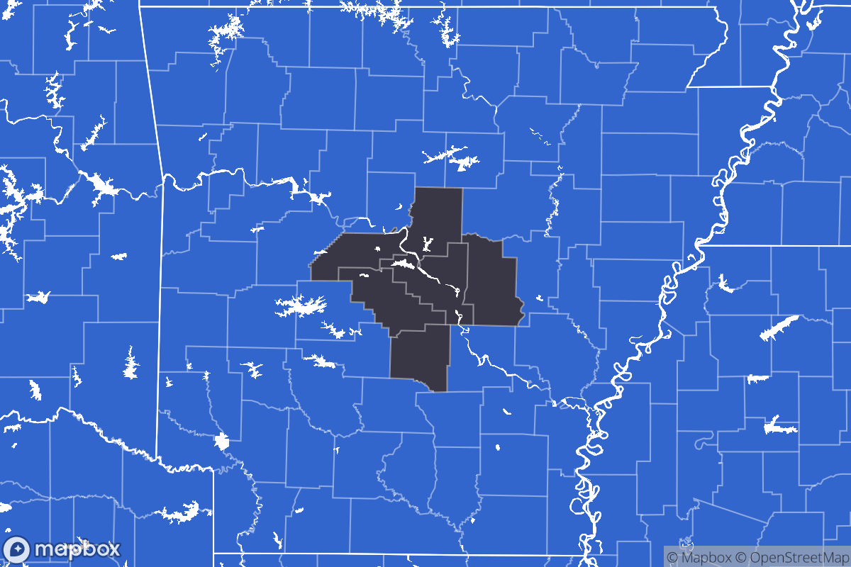 A map of the Little Rock Metro Area showing the counties in the area.