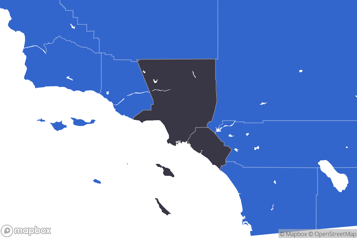 A map of the Los Angeles Metro Area showing the counties in the area.