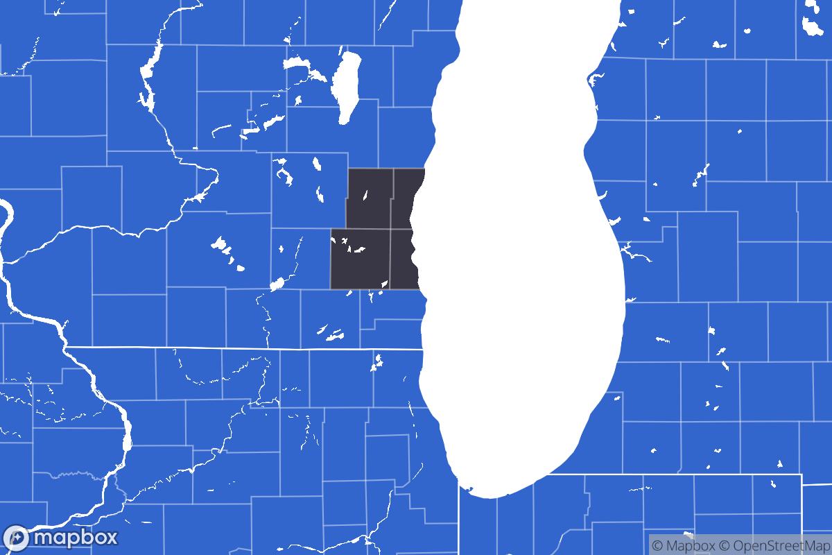 A map of the Milwaukee Metro Area showing the counties in the area.