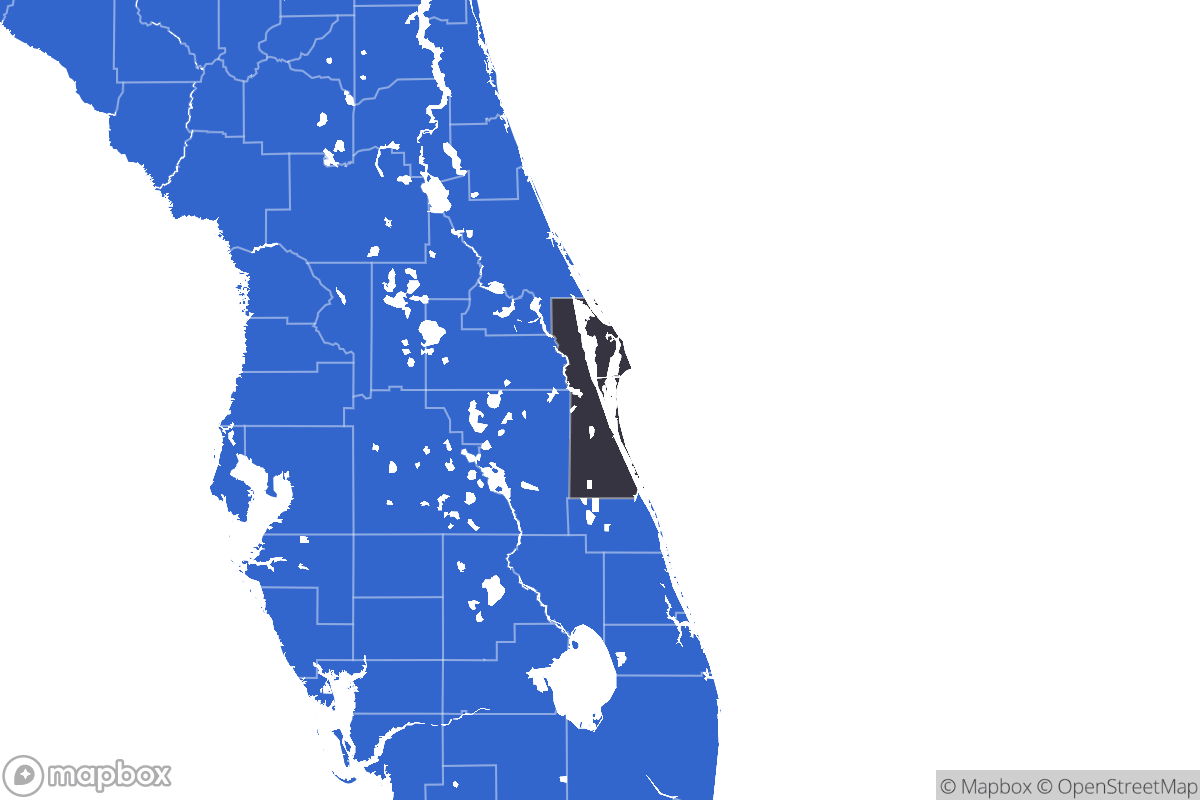 A map of the Palm Bay Metro Area showing the counties in the area.