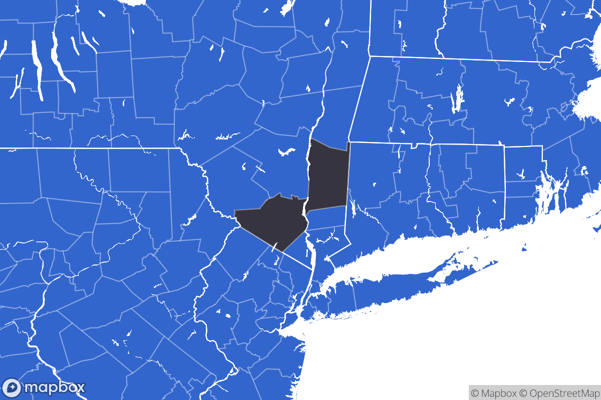A map of the Poughkeepsie Metro Area showing the counties in the area.