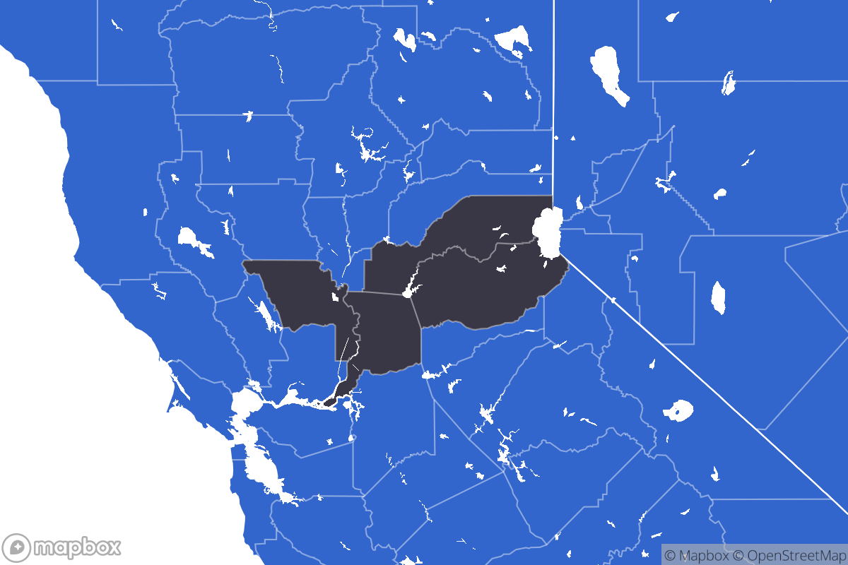 A map of the Sacramento Metro Area showing the counties in the area.