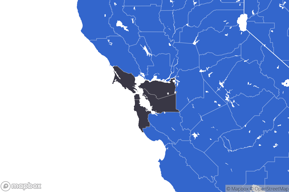A map of the San Francisco Metro Area showing the counties in the area.