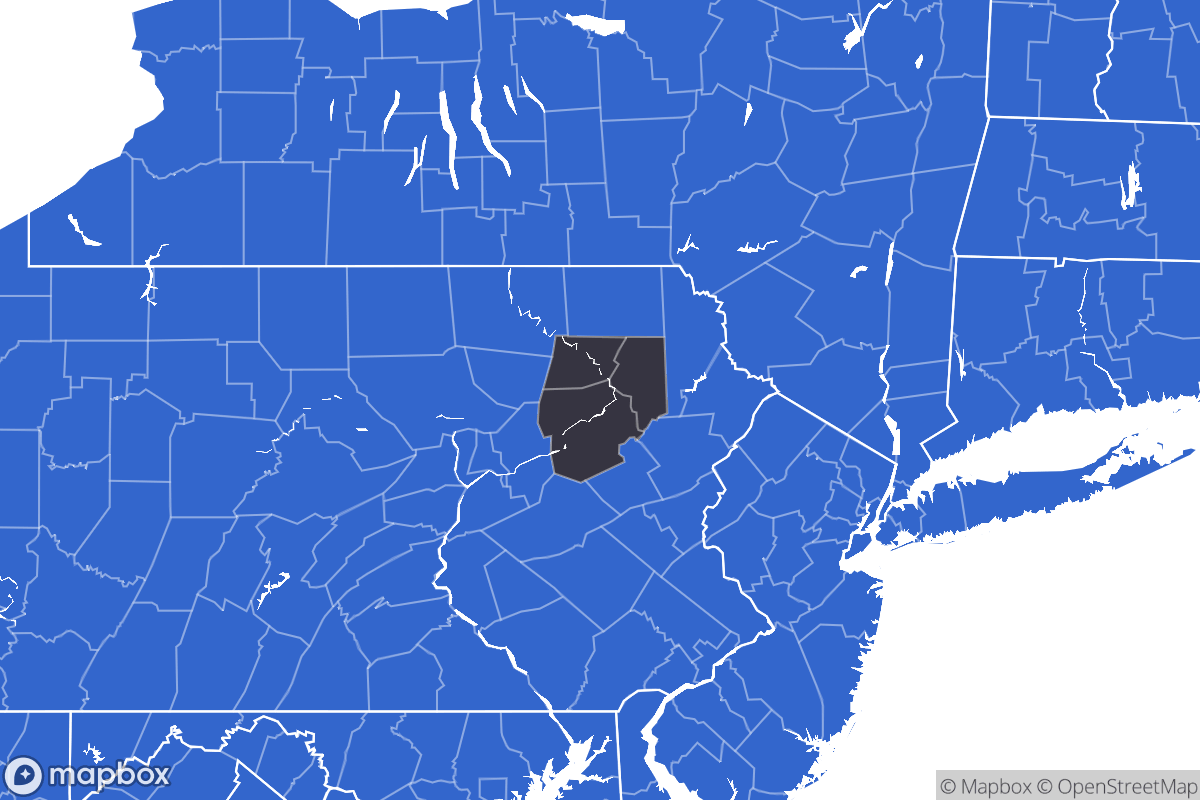 A map of the Scranton Metro Area showing the counties in the area.