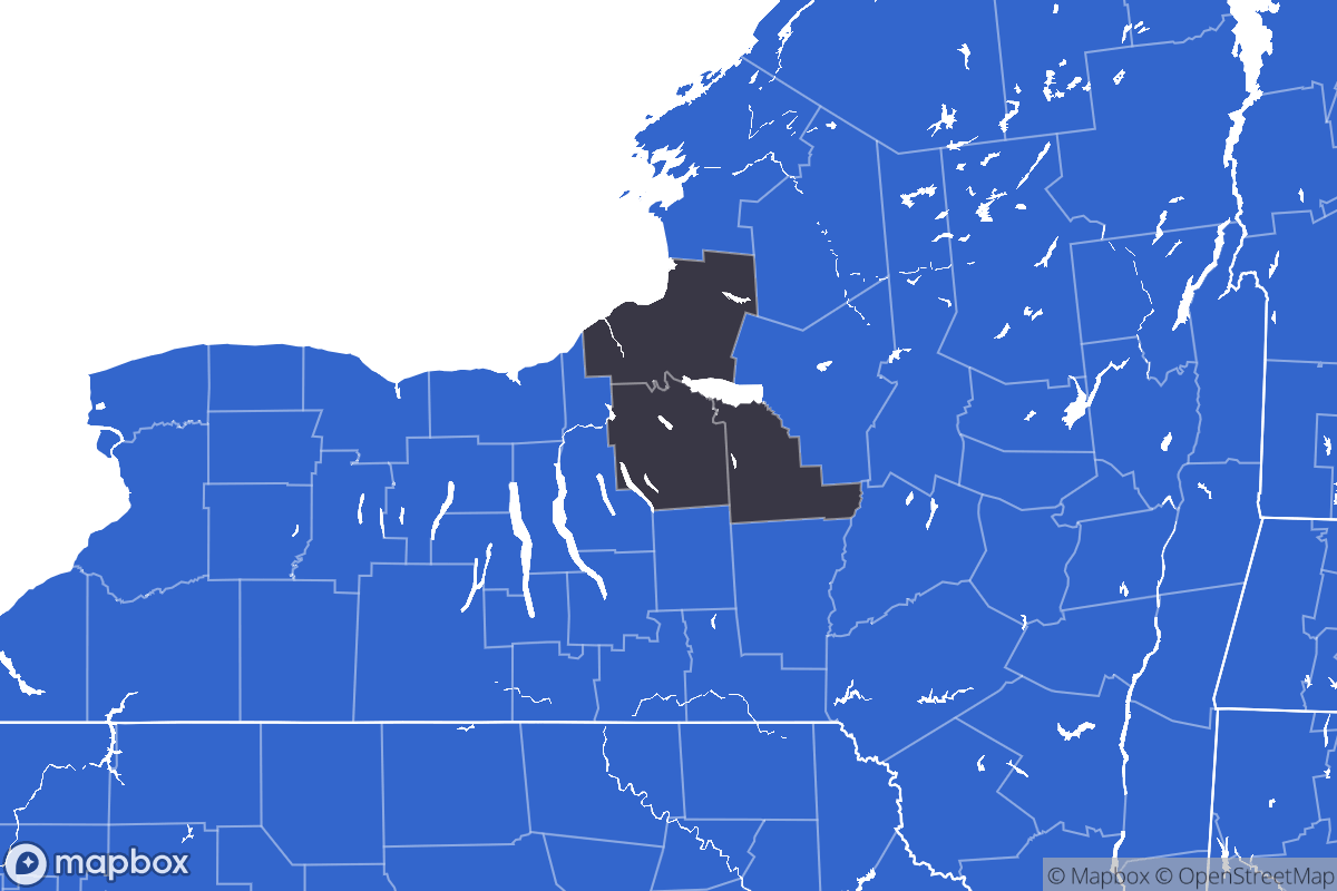 A map of the Syracuse Metro Area showing the counties in the area.