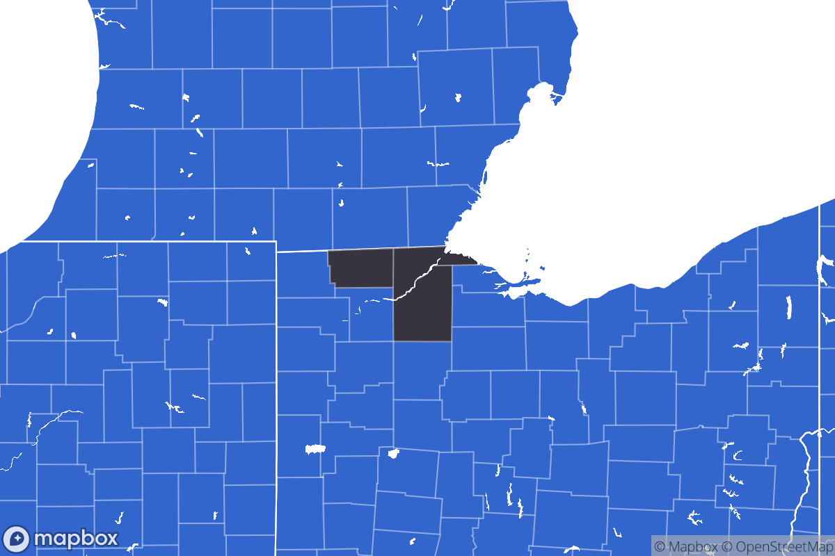 A map of the Toledo Metro Area showing the counties in the area.
